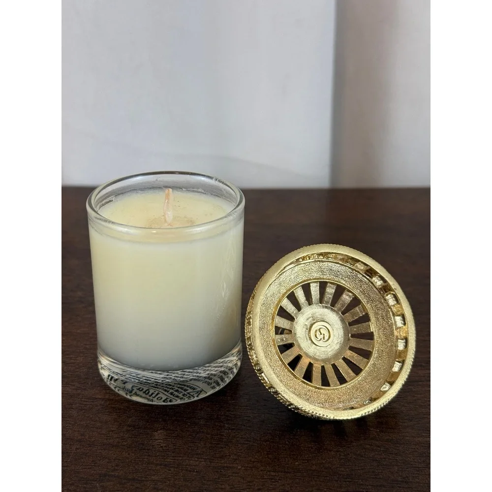 VTG‎ St. John Votive Candle with Gold Metal Nutcracker Figurine 2